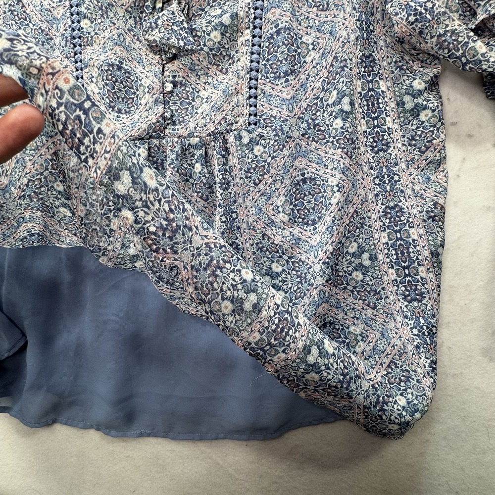 Westport‎ Blue Womens Plus Size 1X Feminine Boho Festival Peasant Top Lined LS - Picture 6 of 12